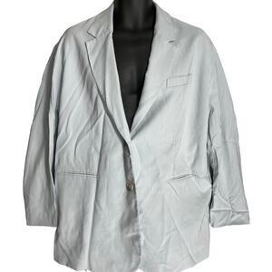 HM Blazer Jacket Women Size S Light Blue Button Up Long Sleeve Minimalist Caual